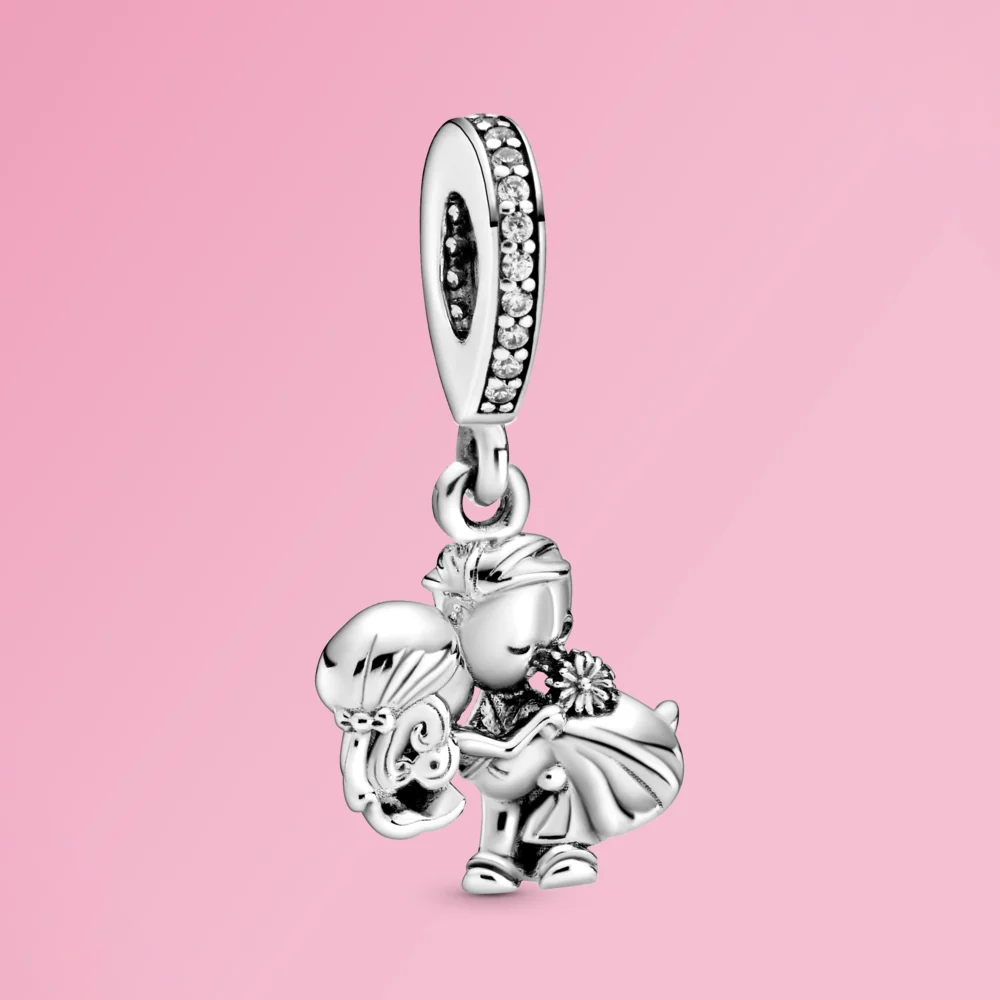 Romantic 925 Sterling Silver Married Couple Lovers Dangle Charms Beads Fit Original Pandora Bracelet Fine Jewelry Gift | Украшения и