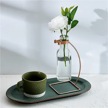 

Nordic Metal Flower Stand Holder Test Tube Transparent Glass Vase Hydroponic Plants Flowerpot Bottles Home Indoor Garden Decor