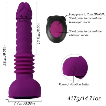Remote Control Vibrator Dildo with Suction Cup Telescopic Big Penis Sex Toy for Women G-Spot Stimulation for Female Masturbation 2