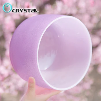 

8inch Purple Crystal Singing Bowl B Crown Note Meditation Quartz Bowl Sound Therapy + Mallet