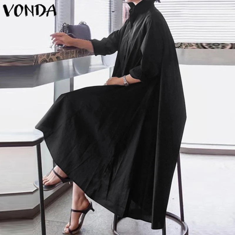 1002.36руб. 45% СКИДКА|VONDA женские офисные платье Для женщин сексуальный отложной воротник ассиметричное вечерние платье Летний Сарафан Повседневное свободное платье размера плюс|Платья| | - AliExpress