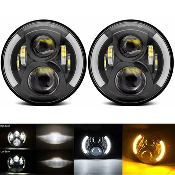 

7" Inch Round Led Headlights DRL & Hi/Lo Beam & Amber Turn Light for Jeep Wrangler JK TJ LJ CJ Rubicon Sahara Unlimited Hummer