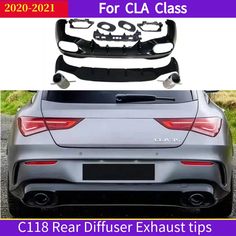Rear Diffuser Exhaust Tips For Mercedes Cla Class C118 W118 2019 2021 Cla250 Cla200 Cla220 Cla35 Style Rear Bumper Cla45 Look Bumpers Aliexpress