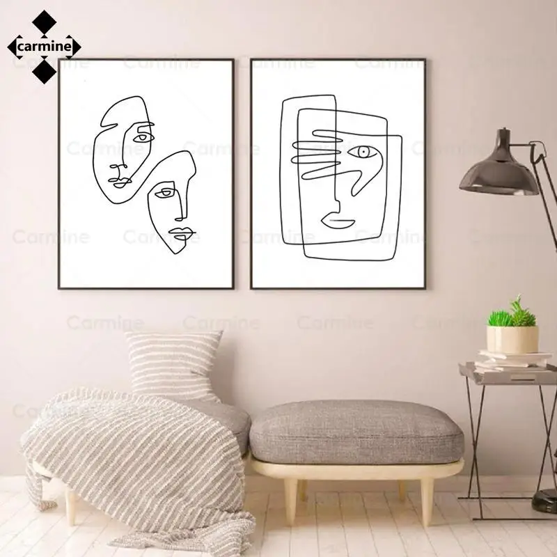 

Continuous Lines Painting Faces Illustration Canvas Picture Minimalist Sketch Poster and Print Abstract Wall Art Paintings Decor