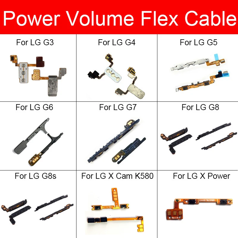 Гибкий кабель с боковой кнопкой включения и регулировки громкости для LG G3 G4 G5 G6 G7