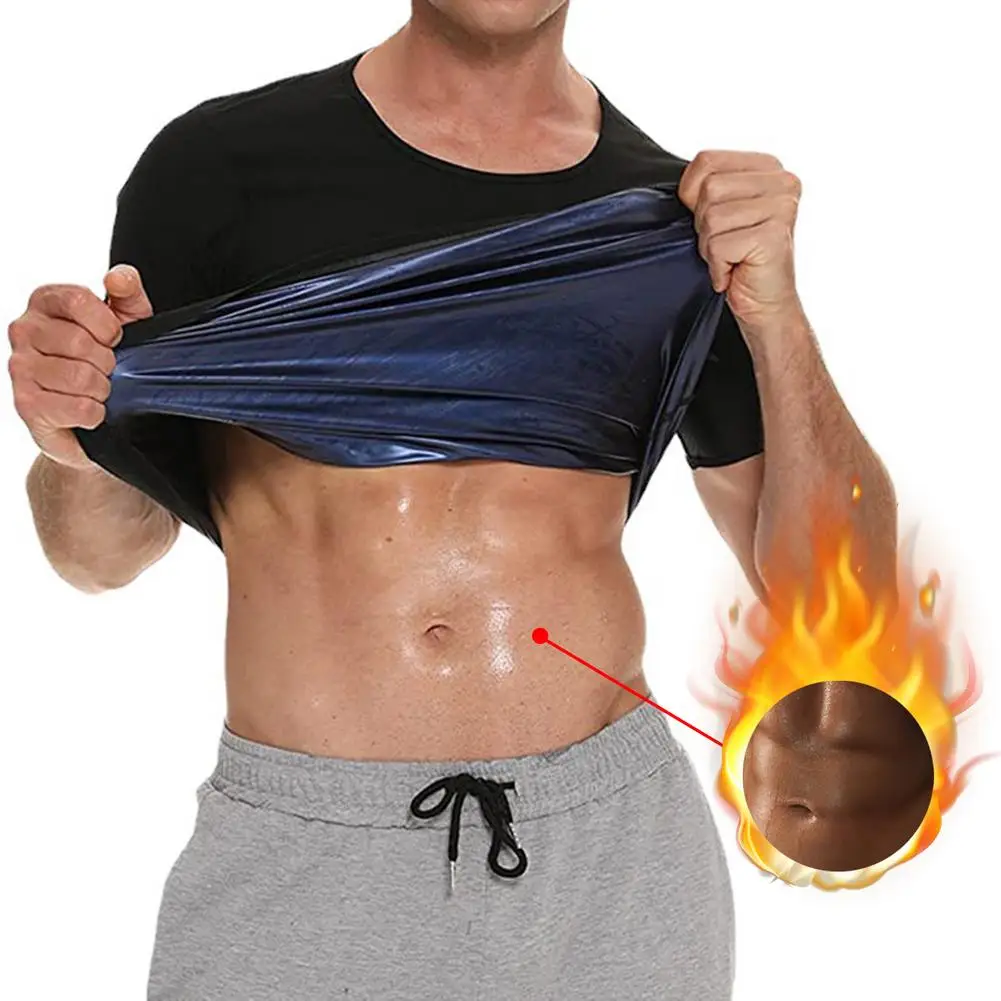 

Men Sauna Vest Body Waist Men Sweat Shirt Slimming Compression Shapewear Corset Body Waist Trainer Short Sleeves Workout Shirt