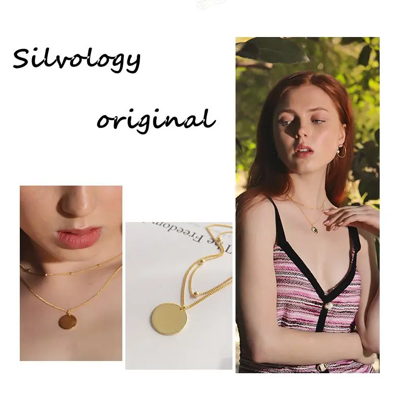 Silvology 925 пробы Серебряное глянцевое круглое Двухслойное ожерелье Золотая цепочка, круглые бусины женское ожерелье серебряное 925 ювелирное изделие