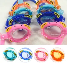 Детская Водонепроницаемый анти-очки и изображением краба из вельвета, для мальчика, для маленьких девочек, анти-туман Водонепроницаемый обучения плаванию очки