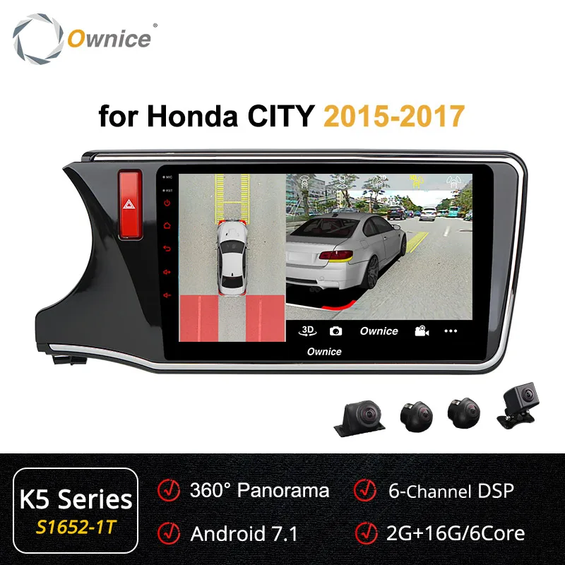 Ownice K3 K5 K6 Android 9,0 360 панорама оптический Автомобильный gps плеер Navi для Honda City Восьмиядерный Стерео DVD 4G LTE - Цвет: S1652-1 K5