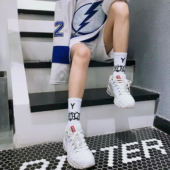 

Drop Ship Adult Crew Socks YHole Y Hole Death Devil Font Top Ins Street Fashion Hip Hop Hiphop Skate Skateboard Skateboarding