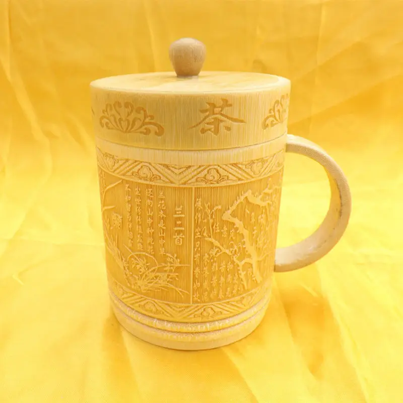 

Pure natural bamboo cup teacup bamboo cup with lid bamboo mug
