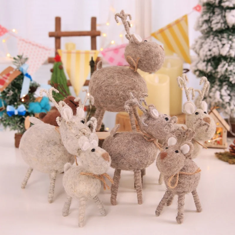 

Handmade Deer Christmas Window Decoration Christmas Wool Felt Gifts Festive Atmosphere Festive Party Supplies