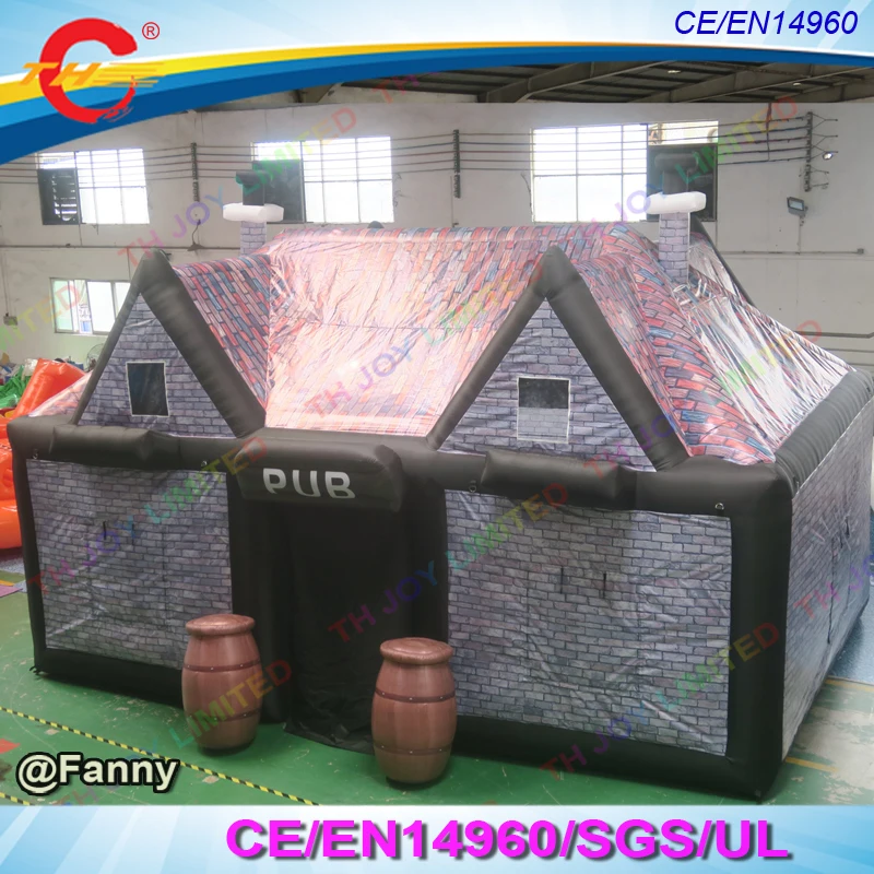 

free air ship to door,10x5x5mH inflatable pub tent party house cabin,inflatable bar tent with jar barrels,Irish inflatable pub