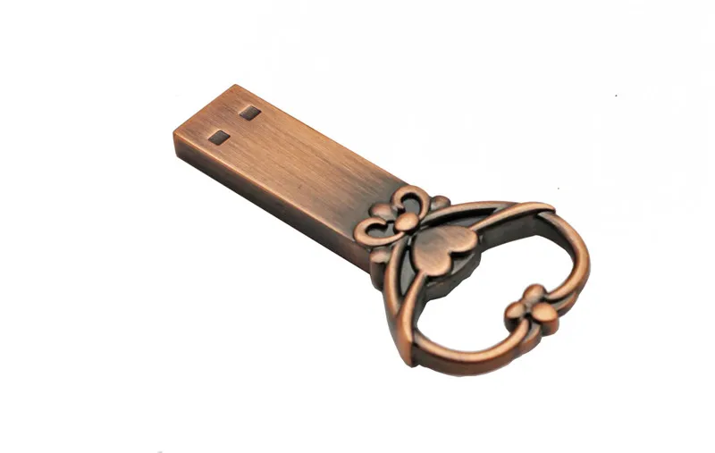 POWERONE cuprum металлический ключ в форме сердца usb флеш-накопитель 8 ГБ 16 ГБ 32 ГБ 64 Гб карта памяти usb флеш-накопитель pendriver в подарок другу