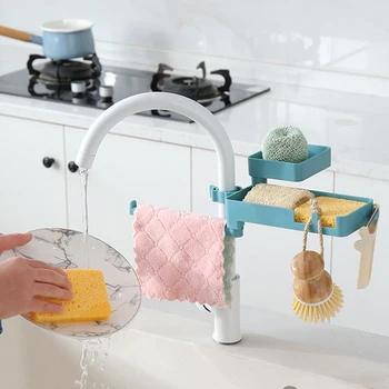 

Spot Double-Layer Faucet Hollow Storage Shelf Rotatable Kitchen Sink Rag Sponge Soap Holder Drain Rack Best Price