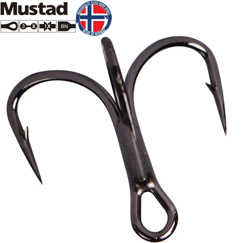 Mustad Fishing Hooks TG76NP BN Treble Hook High Carbon Steel ...
