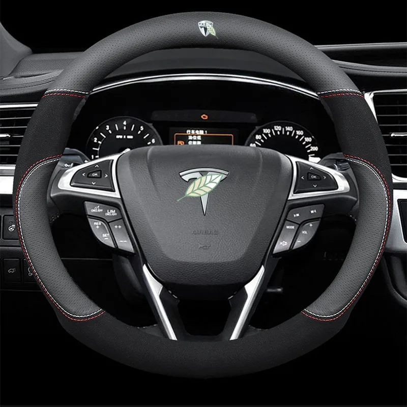 Натуральная кожа чехол рулевого колеса автомобиля 15 дюймов/38 см для Tesla модель 3