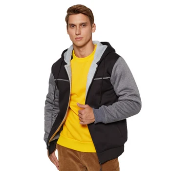 

Men's jacket with a hood 2019 Winter Fashion Patchwork Warm Sweatshirts Plus Velvet Thick Loose Cardigan Coat Free Shipping
