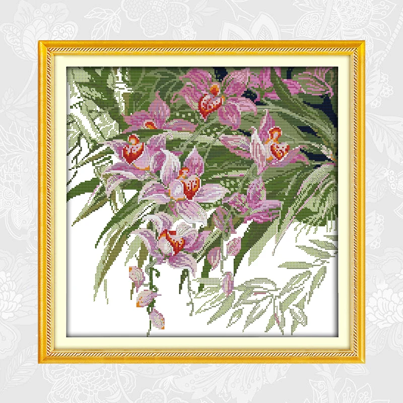 

Orchid Patterns Aida Fabric 11ct 14ct Cross Stitch kit Beginner DIY Handmade Crafts Embroidery Needlework Send Accessory Tools