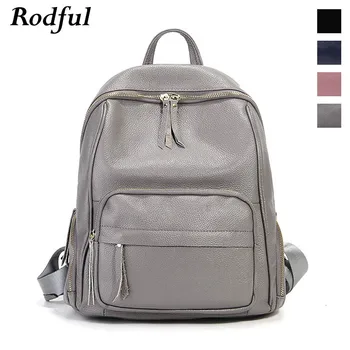 

Ladies bagpack real cowhide genuine leather backpack women Gray black pink female backpacks for women 2020 back pack dark blue