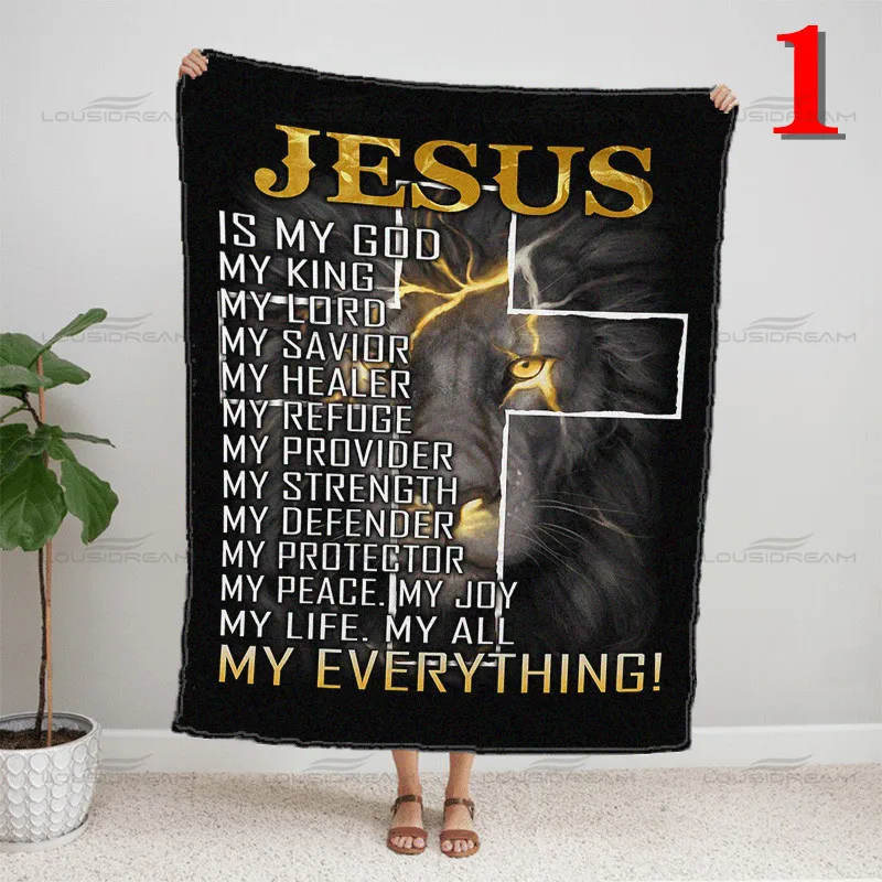 

Cross Church Pattern Blanket Jesus Quotes Flannel Air Conditioner Quilt Portable Home Travel Office Fashion Covering Blanket
