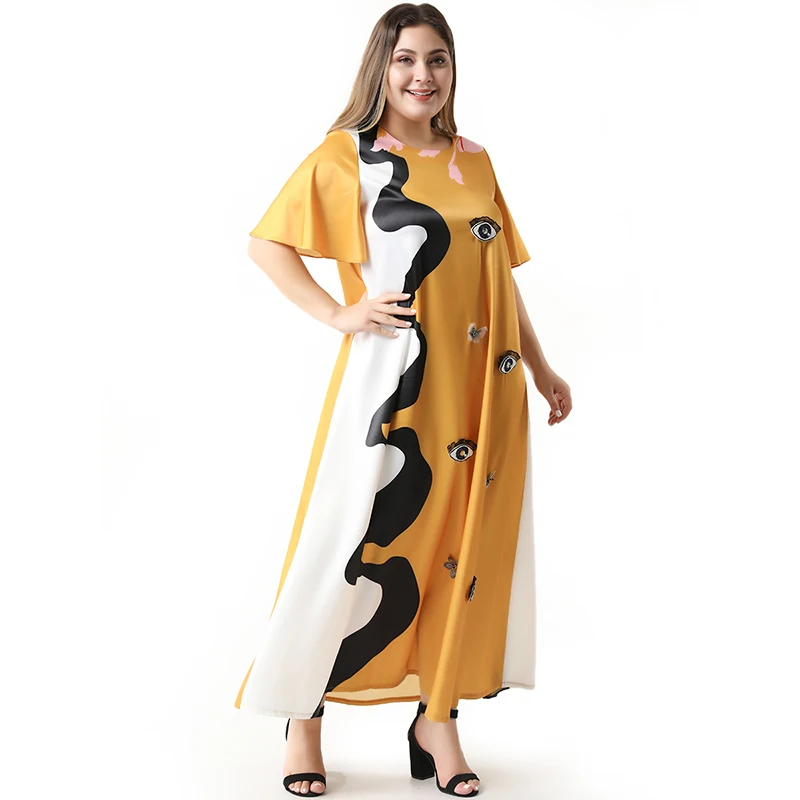Vestidos, новинка, винтажное желтое платье, женское платье размера плюс, короткий рукав, о-образный вырез, свободное платье, хлопок, лен, халат, платья Toleen