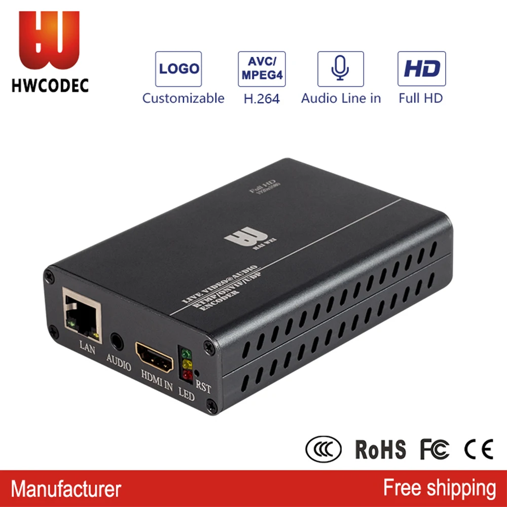 Кодировщик HWCODEC P7 Full HD 1080P H.264 HDMI кодировщик RTSP RTMP HTTP multicast IPTV для YouTube прямой