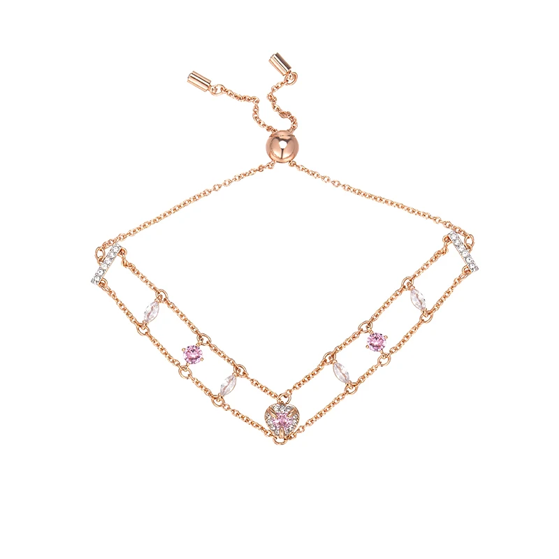 SWA розовый кристалл любовь дизайн браслет высокое качество браслет Swa кристалл ювелирные изделия женский серебряный браслет подарок на праздник