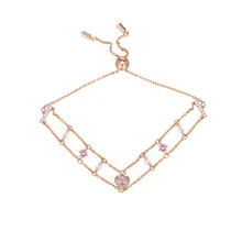 SWA розовый кристалл любовь дизайн браслет высокое качество браслет Swa кристалл ювелирные изделия женский серебряный браслет подарок на праздник