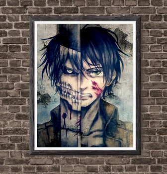

Anime Poster Attack On Titan Eren Digital Anime Fabric Art Prints Poster for Bedroom Decor,8 x 10 Inches,Ready To Hang