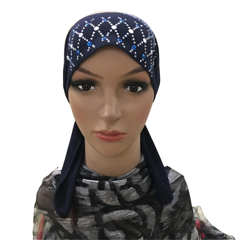 H1344 fashion muslim hijab hat with colors sequins arabic womens scarf hats underscarf