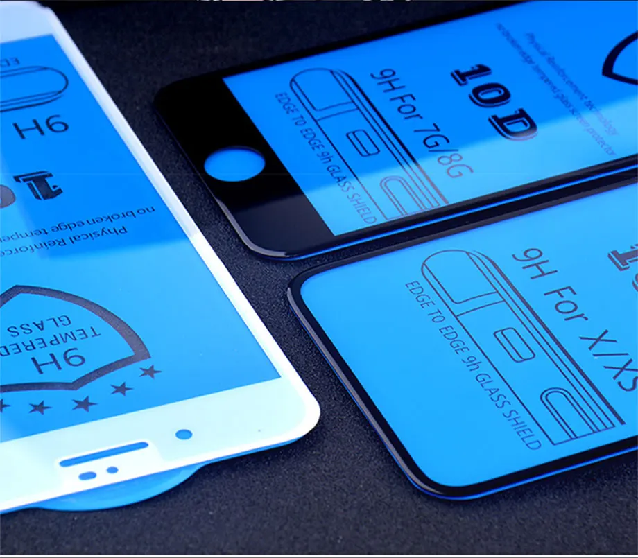 10D закаленное стекло для iphone X 8 7 6 6S plus полное покрытие Защита экрана для iphone 6 6S 7 8 plus XR XS MAX жесткий 9H