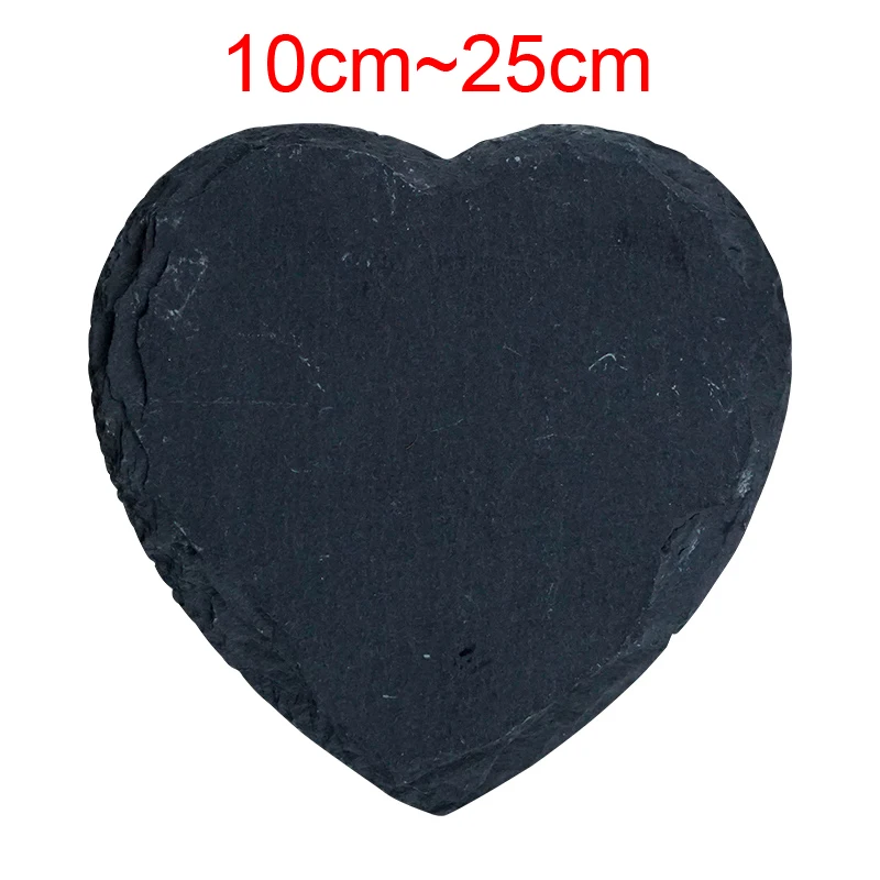 Черный твердый натуральный сланец в форме сердца ужин Свадебная табличка лоток
