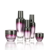 5pcs Refillable Glass bottles Cream lotion cosmetic container travel kits empty Purple bottle with Spray cap or Pump Cap 2