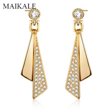 MAIKALE, уникальный дизайн, длинные серьги-гвоздики для женщин, покрытые золотом и серебром, большие серьги-гвоздики с кубическим цирконием, Женские Ювелирные изделия, подарок