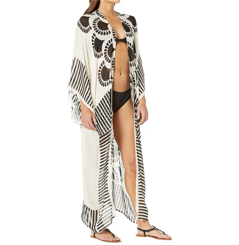 

Print Chiffon Beach Cover up Tunics for Beach Long Kaftan Bikini Cover up Robe de Plage Sarong Beach Swimsuit coverup