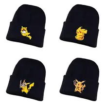 Игра Пикачу вязаная шапка для косплея унисекс принт Для Взрослых Повседневная хлопковая шапка для подростков зимняя вязаная шапочка