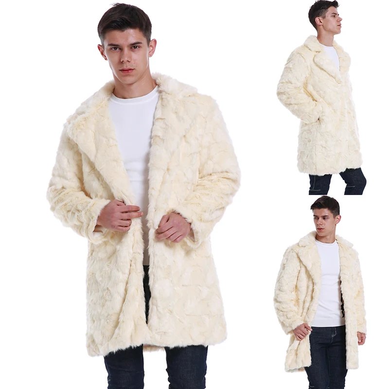 Осенне-зимнее пальто с капюшоном для мужчин Chaqueta, модное мужское пальто из искусственного меха, длинный рукав, размер плюс мужской шуба, однотонная верхняя одежда с карманами