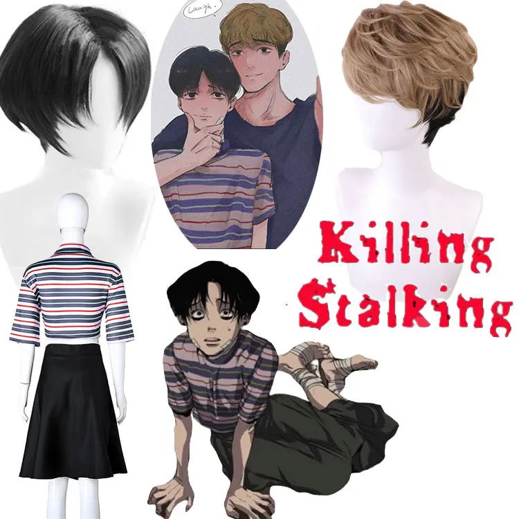 3PICS Killing Stalking Yoon Bum 2020 OH Killing Stalking SangWoo Short Wig  Cosplay Men Fashion Wigs Tshirt and skirt Dropset - AliExpress