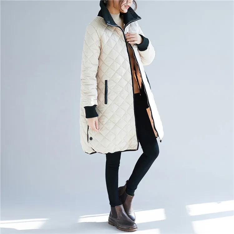 Зимнее пальто женские длинные парки свободного размера Свободный стеганый длинный жакет, женский пиджак парка женские зимние куртки