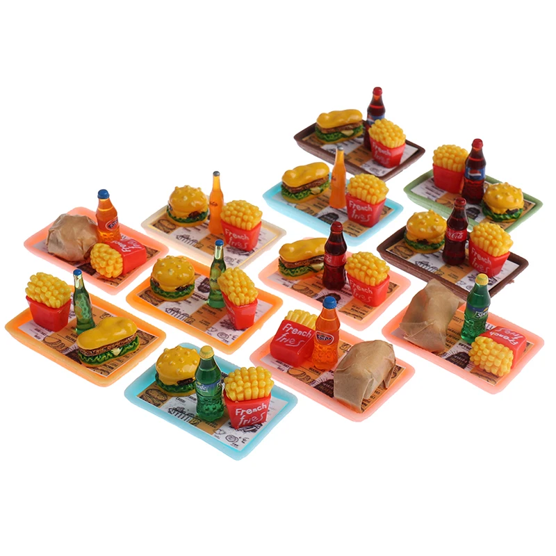 Toy Trays-Plates Dollhouse-Accessories Tableware-Decor Food-Dishes Kitchen Girls Mini