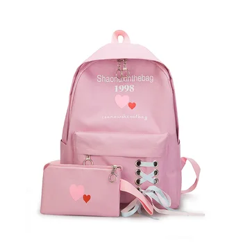 

Casual Canvas Backpack Women Ribbons Solid Softback Travel Backpacks Laptop School Bags For Teenage Girls Mochila Feminina