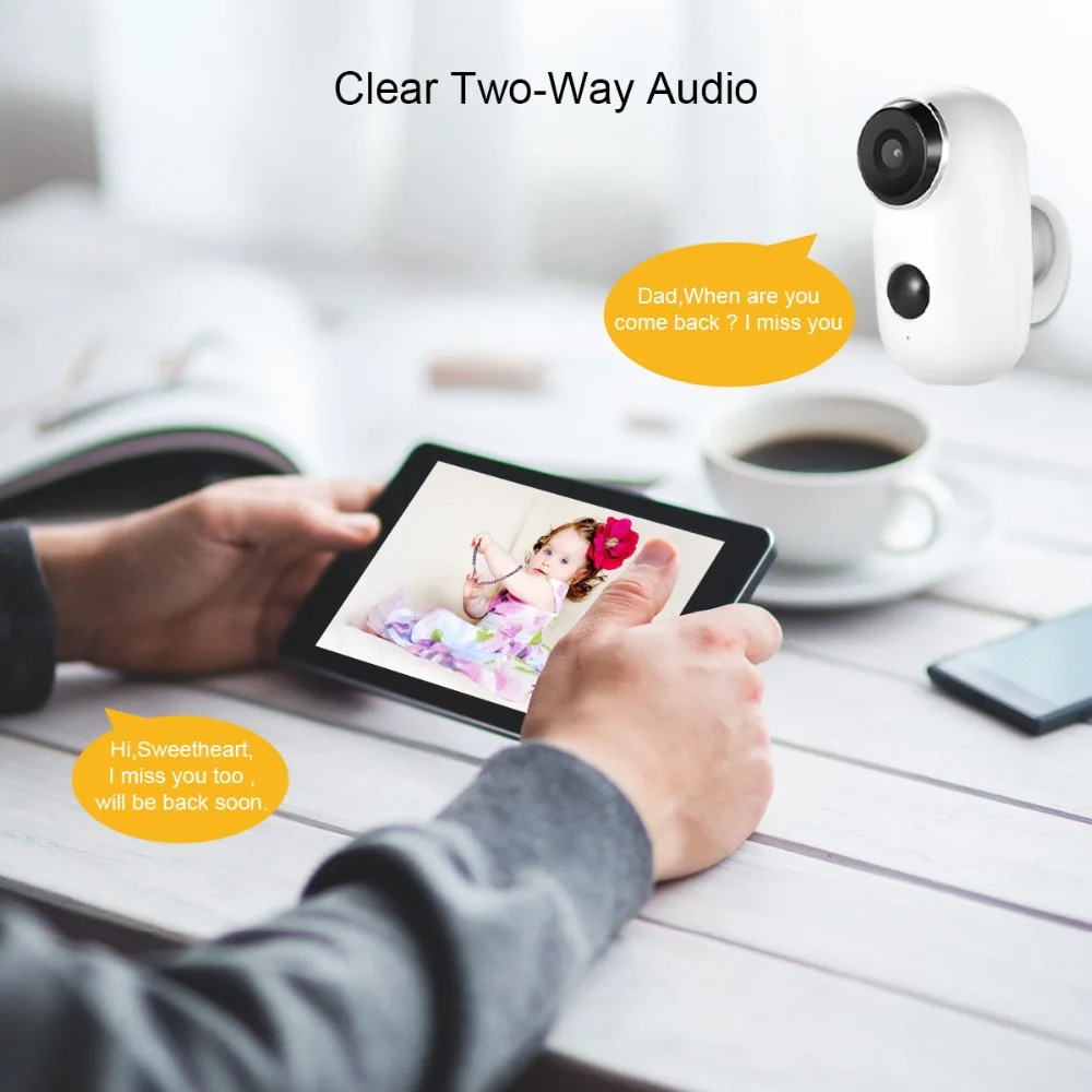 12WiFi IP Security Camera 1080p Rechargeable Outdoor Battery Powered Solar Panel C