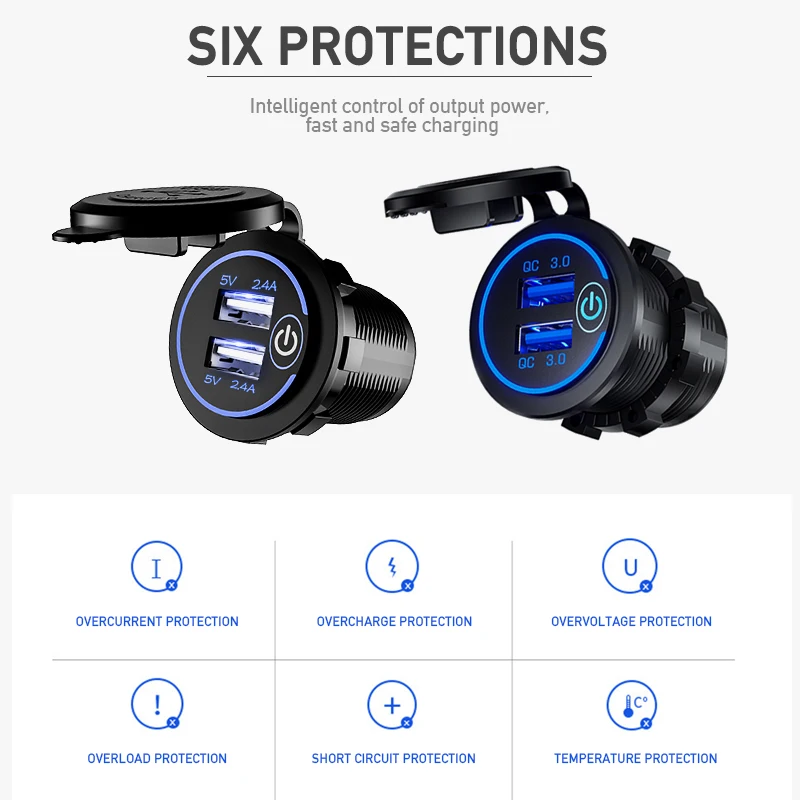 Быстрое зарядное устройство с двумя USB портами розетка QC3.0 быстрое питания