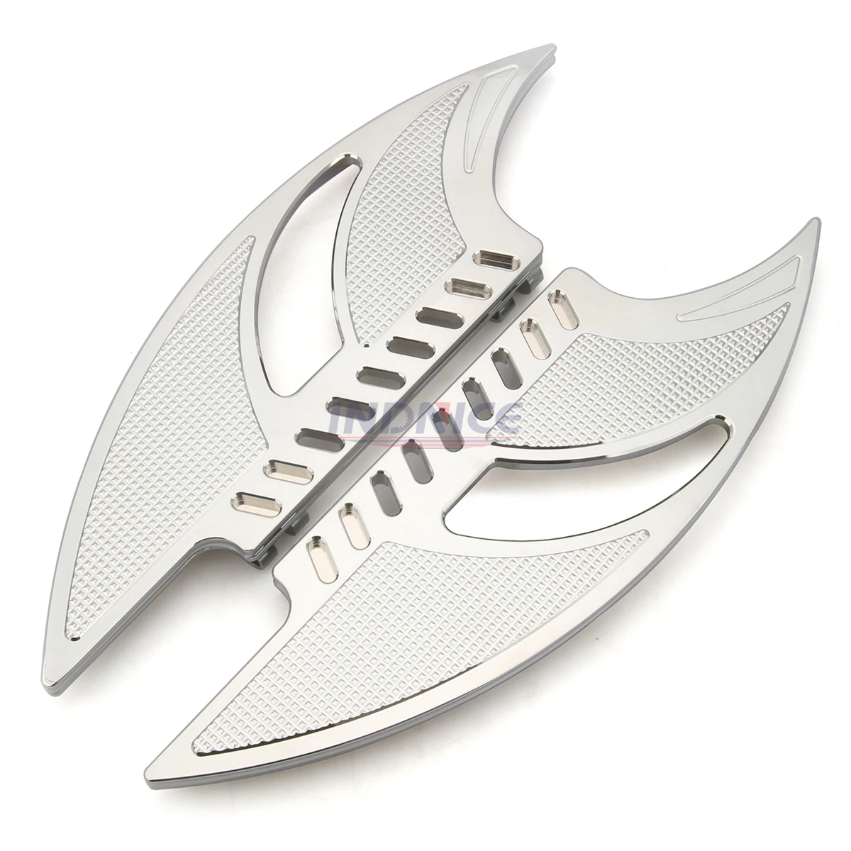 Black chrome Tomahawk rider passenger floorboards for harley touring road glide