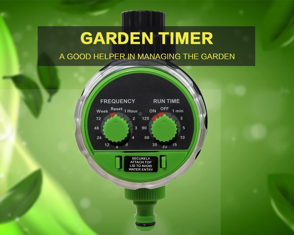 Description Picture 2 of itemYardeen Two Dial Electronic Water Timer Ball Valve Garden Automatic Irrigation Controller with Russia Sticker #21025-green