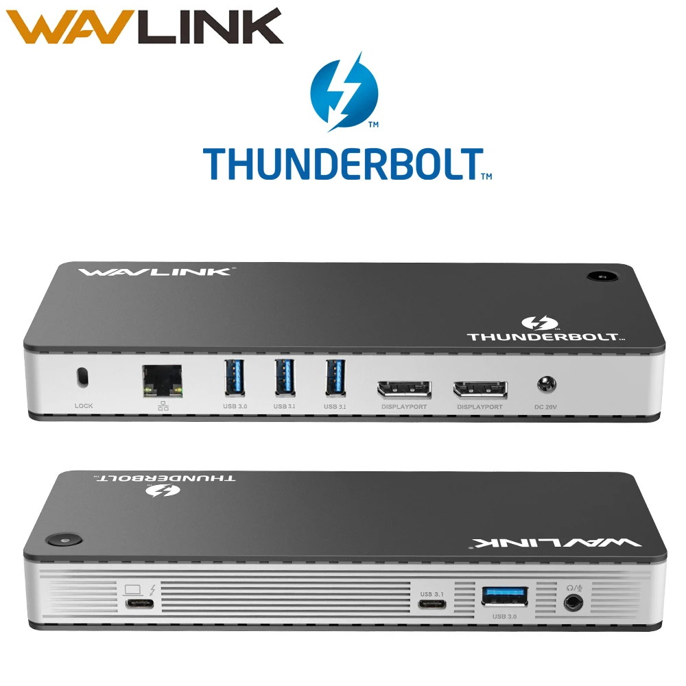 Док станция Thunderbolt 3 [Сертификат Intel] Двойная док 4K @ 60 Гц с видеозвуком мощность