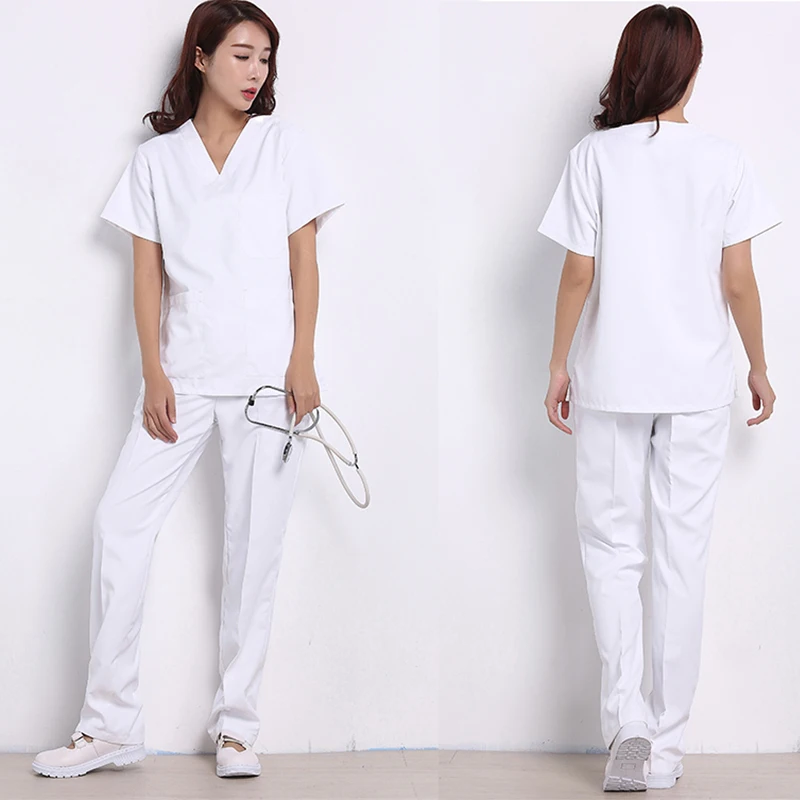 viaoli Cotton Medical Clothing Surgery cloths Medical Scrubs Dental Nursing Uniform Surgical Gown Shirts for Women Men just top