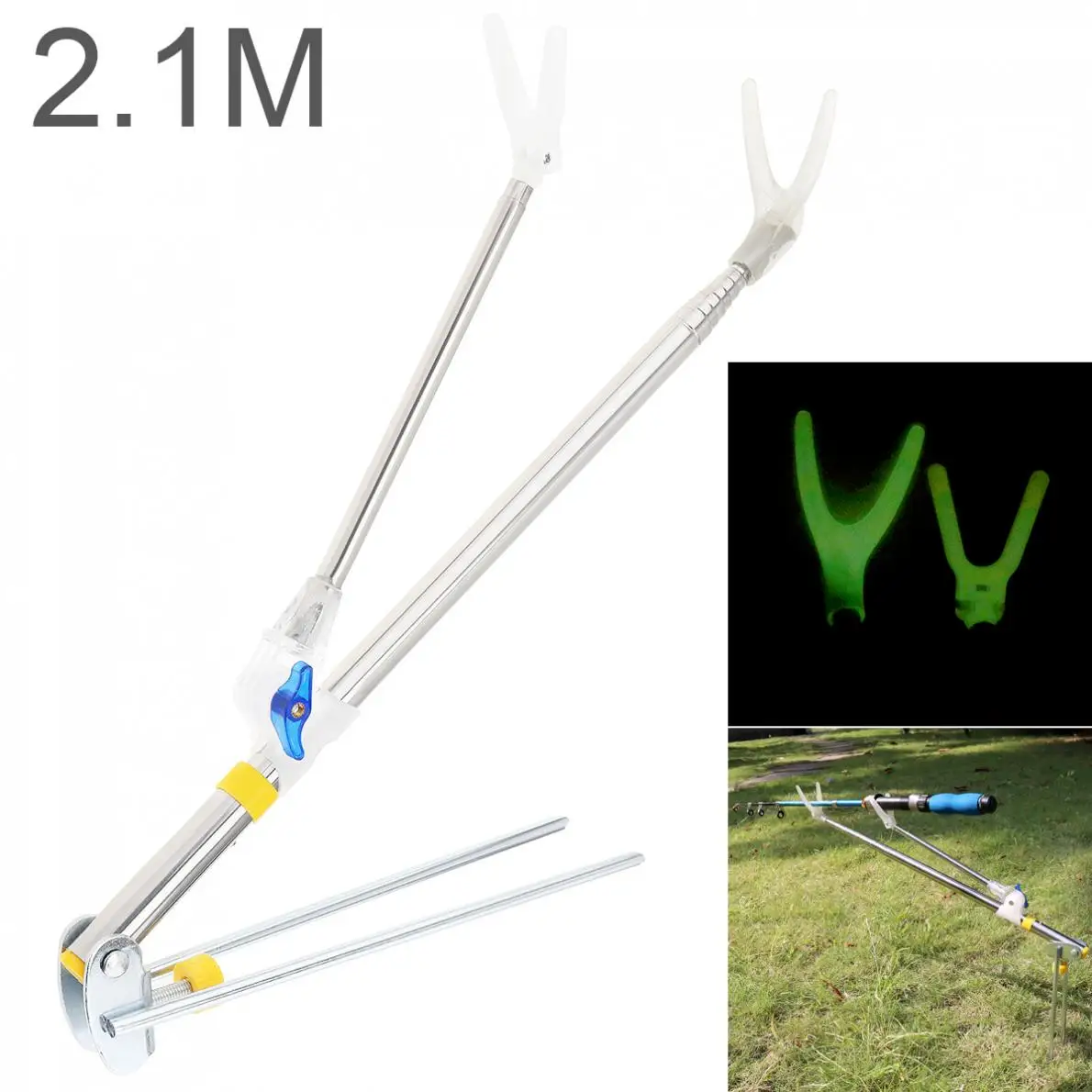 Fishing Rod Holders 2.1m Luminous Ground Inserted Stand Bracket Metal Stretch Pole Box Chair Holder | Спорт и развлечения