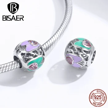 

BISAER Insect Charms 925 Sterling Silver Colorful Small Insects Beads Charms for Bracelets Making silver 925 Jewelry EFC205